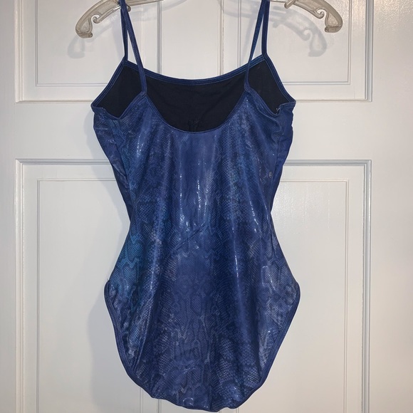 Vintage Shiny Blue Snakeskin Bathing Suit - Picture 6 of 11